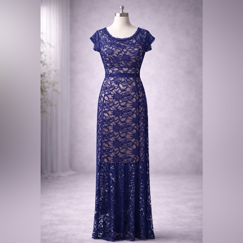 Morgan & Co. Navy Blue Lace Maxi Dress